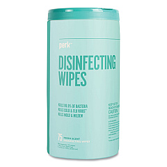 Perk Disinfecting Wipes, 7 x 8, Fresh, White, 75 Wipes/Canister (PRK24411130)