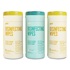Perk Disinfecting Wipes, 7 x 8, Fresh/Lemon, White, 35 Wipes/Canister, 3 Canisters/Pack (PRK24411132)