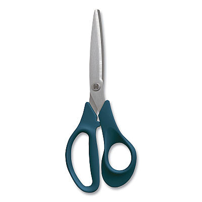 TRU RED Stainless Steel Scissors, 8" Long, 3.58" Cut Length, Straight Green Handle (TUD24380497)
