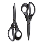 TRU RED Non-Stick Titanium-Coated Scissors, 8" Long, 3.86" Cut Length, Straight Black/Gray Handle, Charcoal Black Blades, 2/Pack (TUD24380507)