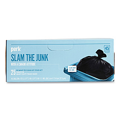 Perk Twist-Tie Heavy-Duty Trash Bags, Open-Face, 45 gal, 1.1 mil, 45" x 38", Black, 25/Box (PRK24377877)