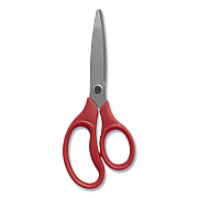TRU RED Ambidextrous Stainless Steel Scissors, 7" Long, 3.15" Cut Length, Straight Ergonomic Red Handle (TUD24380516)