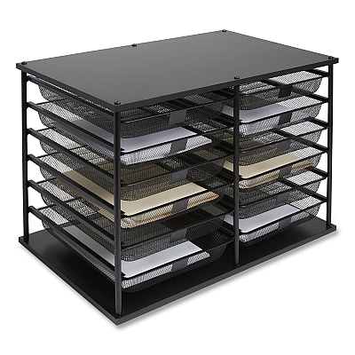 TRU RED Front-Load Enclosed Wire Mesh Horizontal Document Organizer, 12 Sections, Legal-Size, 24.65 x 15.59 x 16.3, Matte Black (TUD24402466)