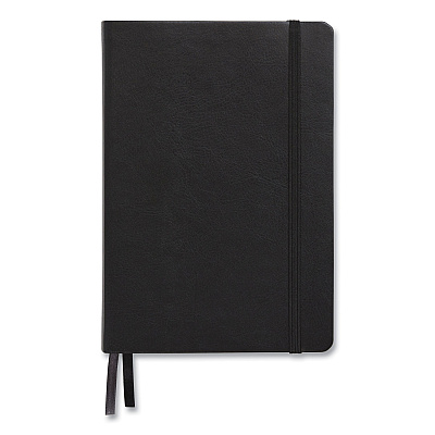 TRU RED Flexible-Cover Business Journal, Elastic Closure, 1-Subject, Quadrille Rule (5 sq/in), Black Cover, (128) 8 x 5.5 Sheets (TUD24377294)