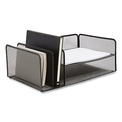 TRU RED Wire Mesh Combination Organizer, Vertical/Horizontal, 4 Sections, Letter-Size, 11.2 x 17.4 x 6.54, Matte Black (TUD24402476)