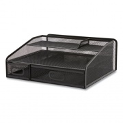 TRU RED Six Compartment Wire Mesh Accessory Holder, 2 Drawers, 12.91 x 12.01 x 5.43, Black (24402483)