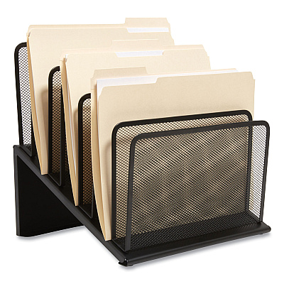 TRU RED Wire Mesh Incline Sorter, Open Design, 7 Sections, Letter-Size, 11.41 x 11.41 x 11.02, Matte Black (TUD24402458)