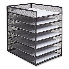 TRU RED Front-Load Enclosed Wire Mesh Horizontal Document Organizer, 6 Sections, Letter-Size, 9.25 x 13.38 x 13.38, Matte Black (TUD24402482)