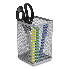 TRU RED Wire Mesh Jumbo Pencil Holder, 4.33 x 4.33 x 6.69, Silver (TUD24402486)