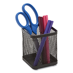 TRU RED Wire Mesh Pencil Holder, 3.46 x 3.46 x 4.33, Black (TUD24402480)