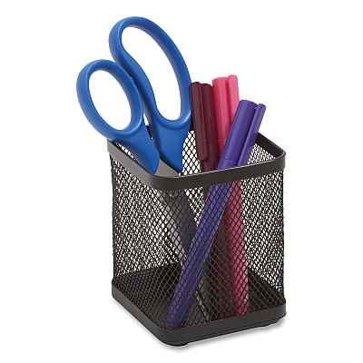TRU RED Wire Mesh Pencil Holder, 3.46 x 3.46 x 4.33, Black (TUD24402480)
