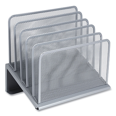 TRU RED Wire Mesh Incline Sorter, Open Design, 5 Sections, Letter-Size, 7.72 x 11.65 x 10.83, Silver (TUD24402450)