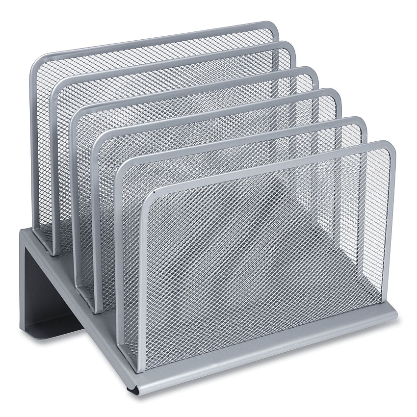 TRU RED Wire Mesh Incline Sorter, Open Design, 5 Sections, Letter-Size, 7.72 x 11.65 x 10.83, Silver (TUD24402450)