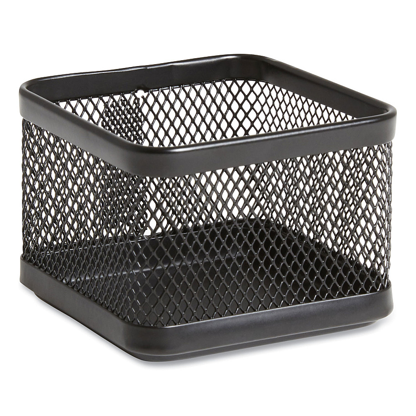 TRU RED Small Stackable Wire Mesh Accessory Holder, 3.46 x 3.46 x 2.75, Black (TUD24402446)