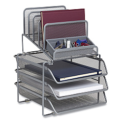 TRU RED All-in-One Wire Mesh Organizer, 10 Sections, Letter-Size, 11.61 x 13.11 x 8.86, Silver (TUD24402498)