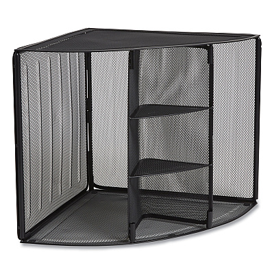 TRU RED Wire Mesh Corner Organizer, Four Sections, 5.28 x 14.17 x 19.37, Black (TUD24404806)