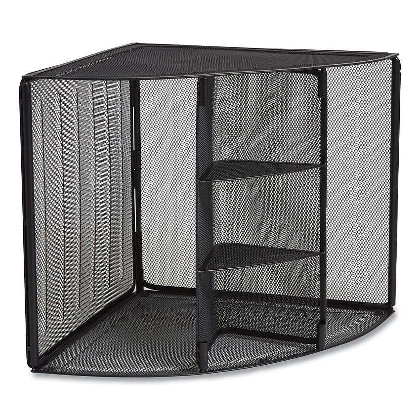 TRU RED Wire Mesh Corner Organizer, Four Sections, 5.28 x 14.17 x 19.37, Black (TUD24404806)