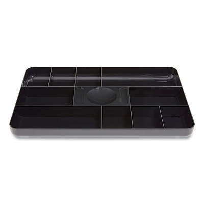 TRU RED Shallow Plastic Drawer Organizer, 13 Compartments, 9.11 x 14.11 x 1.24, Black (TUD24380811)