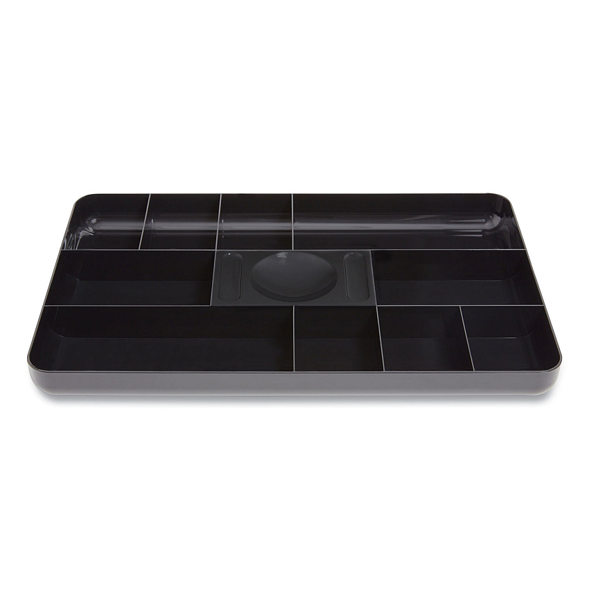 TRU RED Shallow Plastic Drawer Organizer, 13 Compartments, 9.11 x 14.11 x 1.24, Black (TUD24380811)