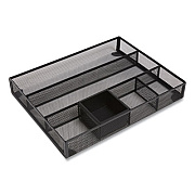 TRU RED Mesh Drawer Organizer, Six Compartment, 15.43 x 12.2 x 2.68, Black (TUD24402497)