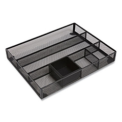 TRU RED Mesh Drawer Organizer, Six Compartment, 15.43 x 12.2 x 2.68, Black (TUD24402497)