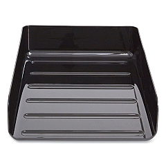 TRU RED Front-Load Stackable Plastic Document Tray, 1 Section, Letter-Size, 9.81 x 12.56 x 3.01, Black, 2/Pack (TUD24380796)