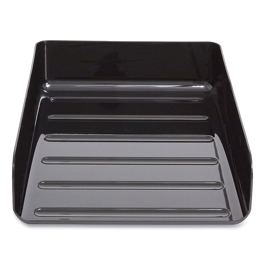 TRU RED Front-Load Stackable Plastic Document Tray, 1 Section, Letter-Size, 9.81 x 12.56 x 3.01, Black, 2/Pack (TUD24380796)