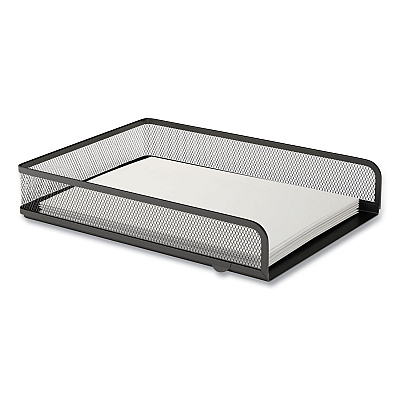 TRU RED Front-Load Stackable Wire Mesh Document Tray, 1 Section, Letter-Size, 9.37 x 12.48 x 2.32, Matte Black (TUD24402469)