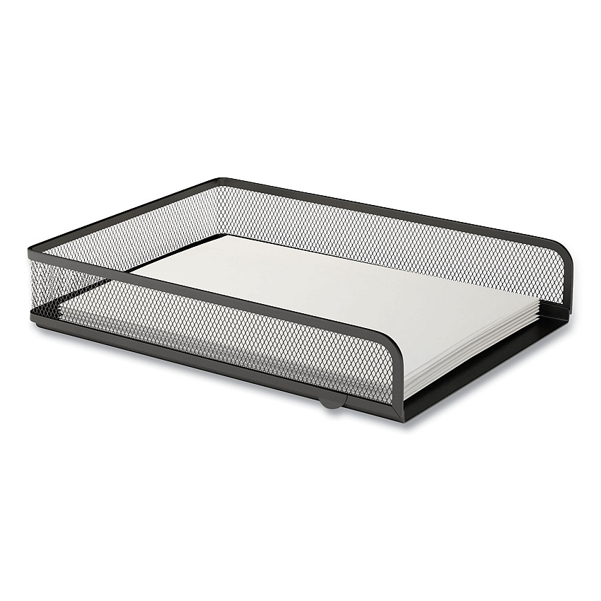 TRU RED Front-Load Stackable Wire Mesh Document Tray, 1 Section, Letter-Size, 9.37 x 12.48 x 2.32, Matte Black (TUD24402469)