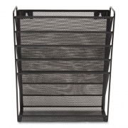 TRU RED Wire Mesh Incline Sorter, Enclosed Design, 5 Sections, Letter-Size, 13.38 x 4.52 x 16.45, Matte Black (24402475)