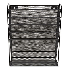 TRU RED Wire Mesh Incline Sorter, Enclosed Design, 5 Sections, Letter-Size, 13.38 x 4.52 x 16.45, Matte Black (TUD24402475)