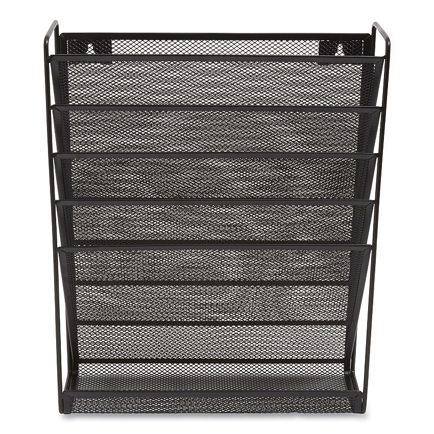 TRU RED Wire Mesh Incline Sorter, Enclosed Design, 5 Sections, Letter-Size, 13.38 x 4.52 x 16.45, Matte Black (TUD24402475)