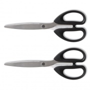 TRU RED Ambidextrous Stainless Steel Scissors, 8" Long, 3.86" Cut Length, Black Straight Symmetrical Handle, 2/Pack (24380517)