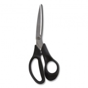 TRU RED Stainless Steel Scissors, 8" Long, 3.58" Cut Length, Black Offset Handle (24380513)