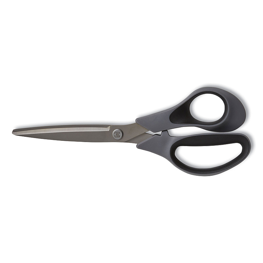 TRU RED Non-Stick Titanium-Coated Scissors, 8" Long, 3.86" Cut Length, Straight Gray/Black Handle, Gun-Metal Gray Blades, 2/Pack (TUD24380514)