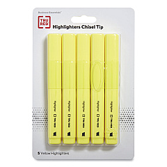 TRU RED Tank Style Chisel Tip Highlighter, Yellow Ink, Chisel Tip, Yellow Barrel, 5/Pack (TUD24376623)