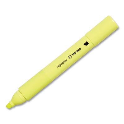 TRU RED Pen Style Chisel Tip Highlighter, Yellow Ink, Chisel Tip, Yellow Barrel, Dozen (TUD24376658)