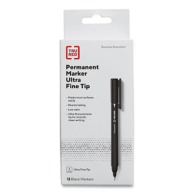 TRU RED Permanent Marker, Tank-Style, Medium Chisel Tip, Black, 5/Pack (TUD24376594)