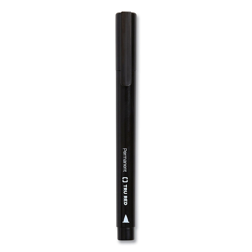 TRU RED Permanent Marker, Tank-Style, Medium Chisel Tip, Black, Dozen (TUD24376654)
