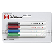 TRU RED Dry Erase Marker, Pen-Style, Fine Bullet Tip, Assorted Colors, 4/Pack (TUD24376590)