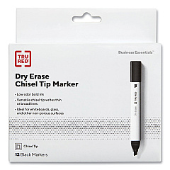 TRU RED Dry Erase Marker, Tank-Style, Medium Chisel Tip, Black, Dozen (TUD24376603)