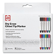 TRU RED Dry Erase Marker, Tank-Style, Medium Chisel Tip, Assorted Colors, 12/Pack (TUD24376599)
