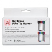 TRU RED Dry Erase Marker, Pen-Style, Fine Bullet Tip, Assorted Colors, 12/Pack (24376602)