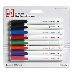 TRU RED Dry Erase Marker, Pen-Style, Fine Bullet Tip, Seven Assorted Colors, 8/Pack (TUD24398946)