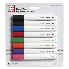 TRU RED Dry Erase Marker, Tank-Style, Medium Chisel Tip, Seven Assorted Colors, 8/Pack (TUD24398948)