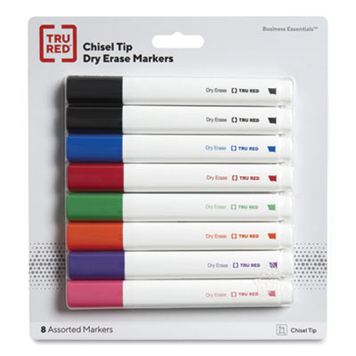 TRU RED Dry Erase Marker, Tank-Style, Medium Chisel Tip, Seven Assorted Colors, 8/Pack (TUD24398948)