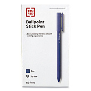 TRU RED Ballpoint Pen, Stick, Medium 1 mm, Blue Ink, Blue Barrel, 60/Pack (TUD24328147)