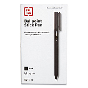 TRU RED Ballpoint Pen, Stick, Medium 1 mm, Black Ink, Black Barrel, 60/Pack (TUD24328150)