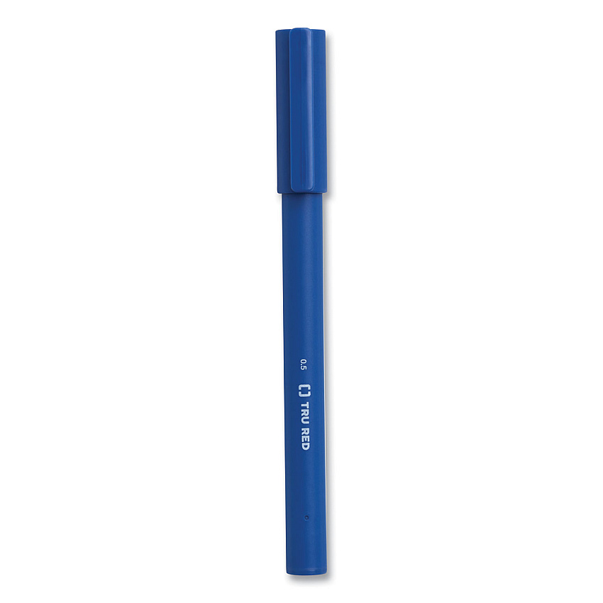 TRU RED Quick Dry Gel Pen, Stick, Fine 0.5 mm, Blue Ink, Blue Barrel, Dozen (TUD24377023)