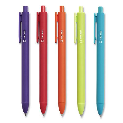 TRU RED Quick Dry Gel Pen, Retractable, Medium 0.7 mm, Assorted Ink and Barrel Colors, 5/Pack (TUD24377024)